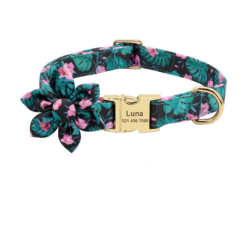 Personalised Dog Collar with Engraved ID Tag