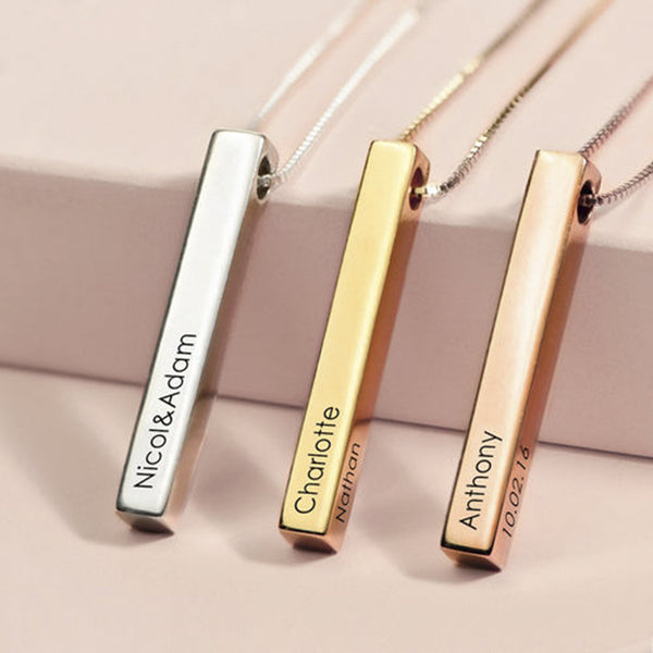 925 Silver Couple Name Bar Necklace