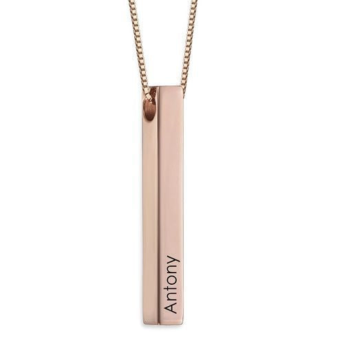 Couple Name Bar Necklace – Copper or 925 Silver