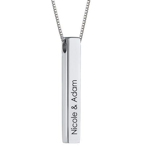 Couple Name Bar Necklace – Copper or 925 Silver