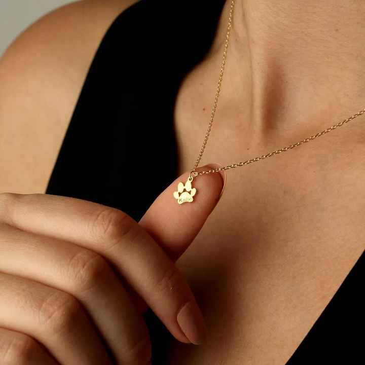 Paw Print Initial Necklace – Stainless Steel