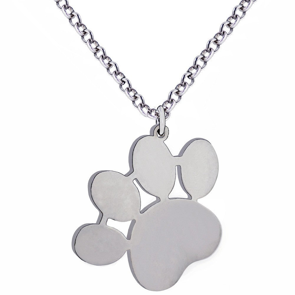 Paw Print Initial Necklace – Stainless Steel