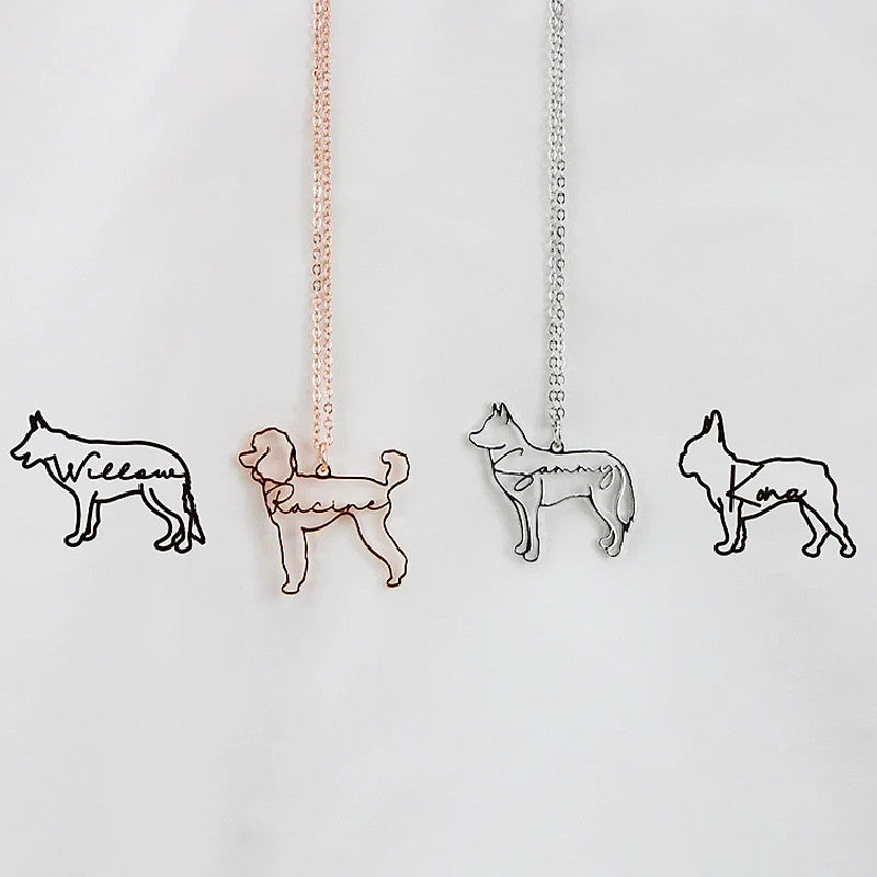 Pet Silhouette Name Necklace – Stainless Steel