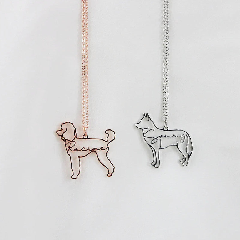 Pet Silhouette Name Necklace – Stainless Steel