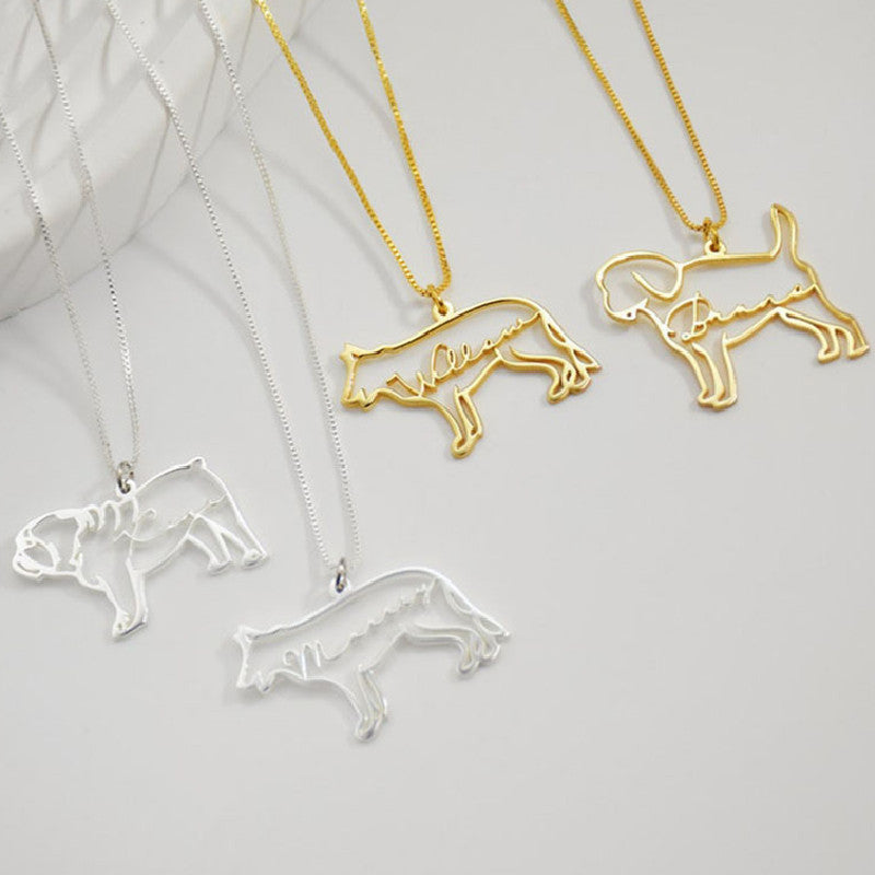 Pet Silhouette Name Necklace – Stainless Steel