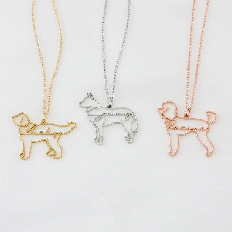 Pet Silhouette Name Necklace – Stainless Steel