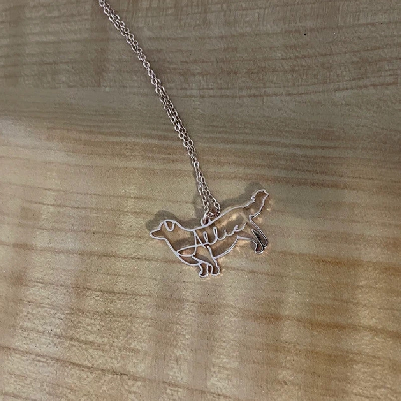 Pet Silhouette Name Necklace – Stainless Steel