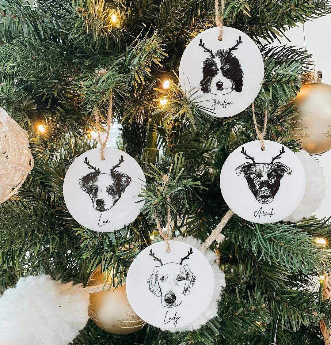 Custom Pet Portrait Christmas Ornament