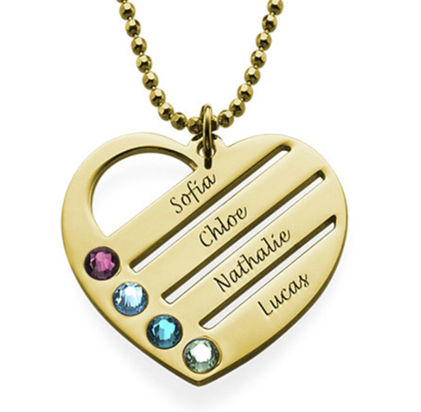925 Silver Engraved Name Necklace with Stone