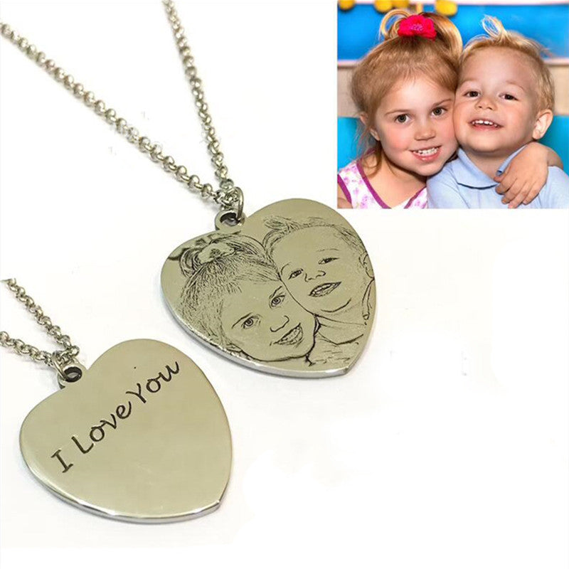 Engraved Pet Photo Necklace – Titanium Steel