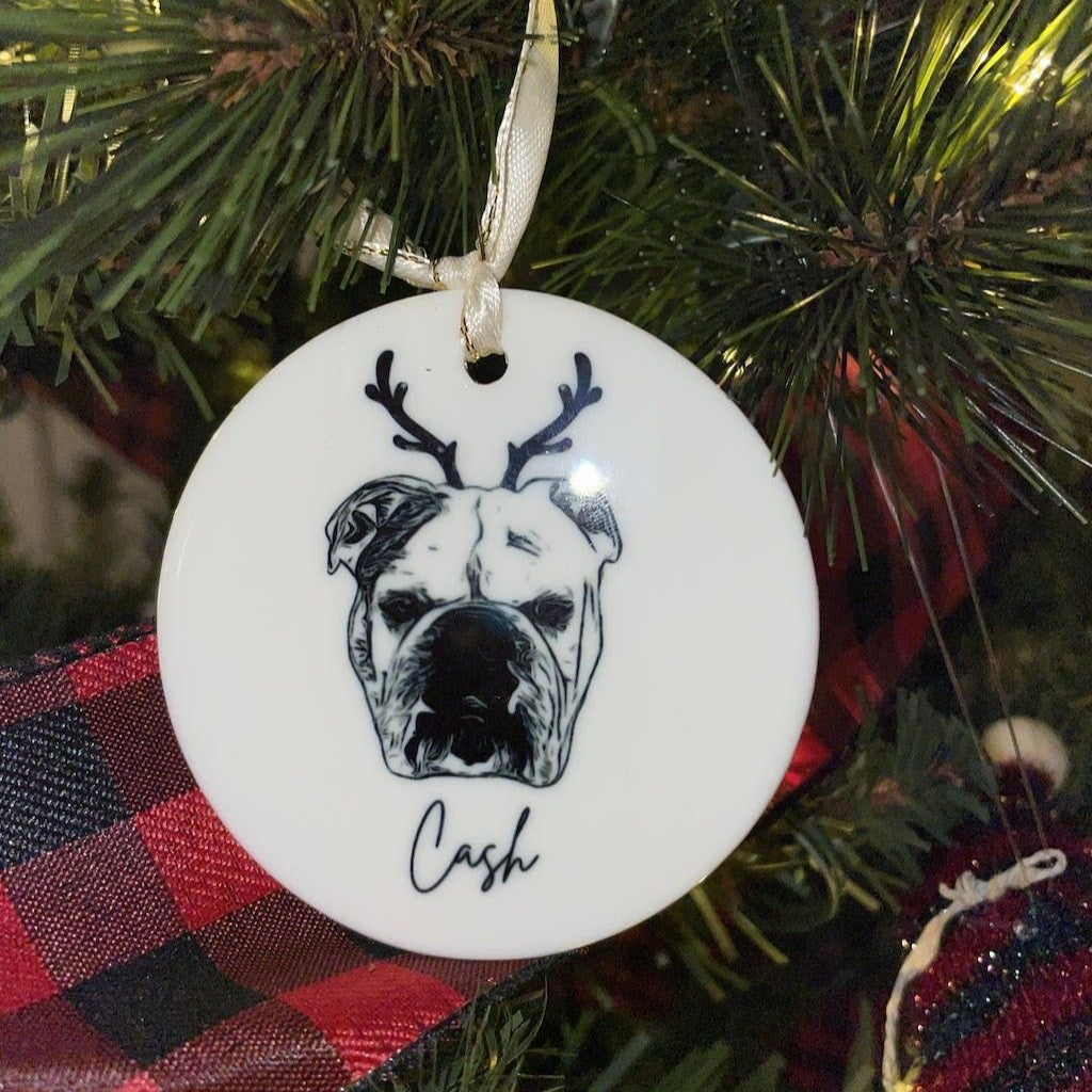Custom Pet Portrait Christmas Ornament