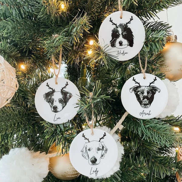 Custom Pet Portrait Christmas Ornament