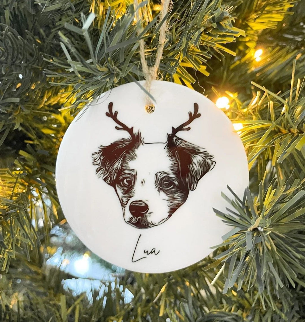 Custom Pet Portrait Christmas Ornament