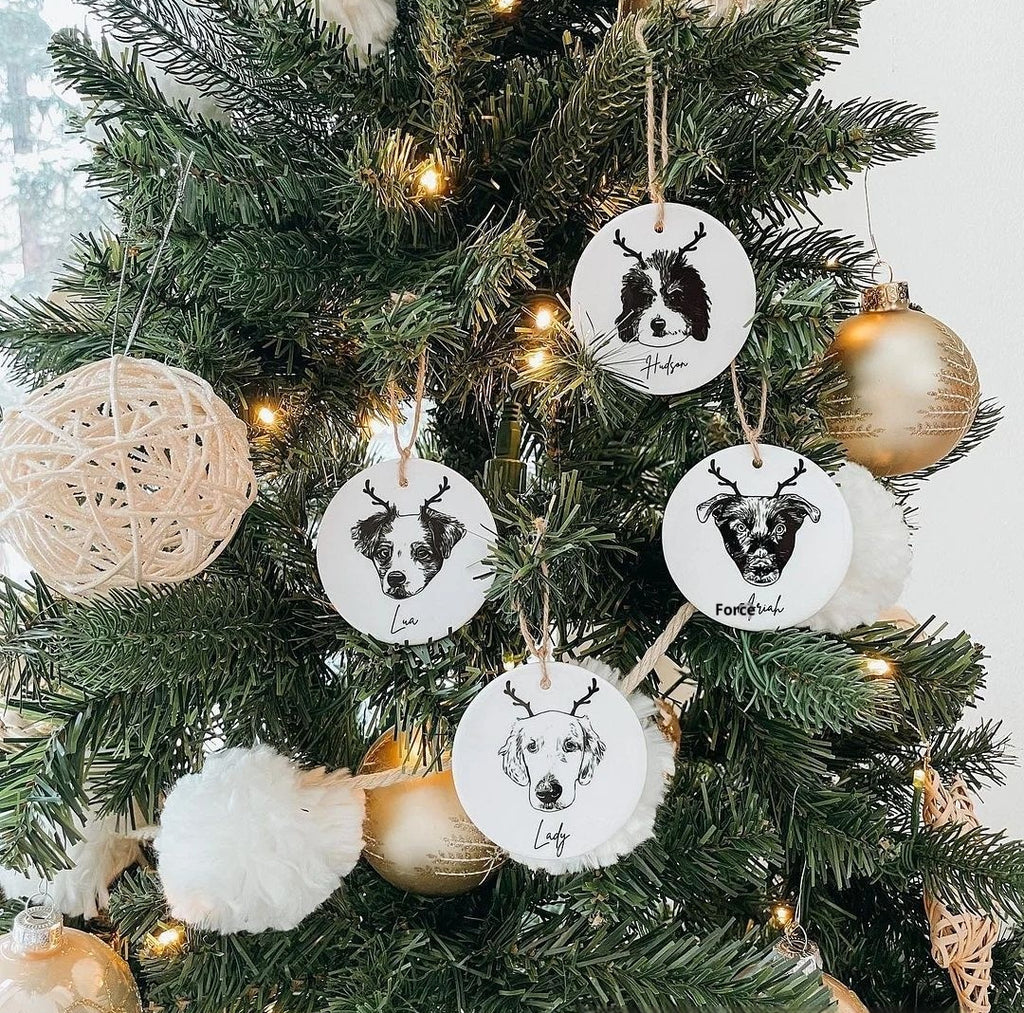 Custom Pet Portrait Christmas Ornament