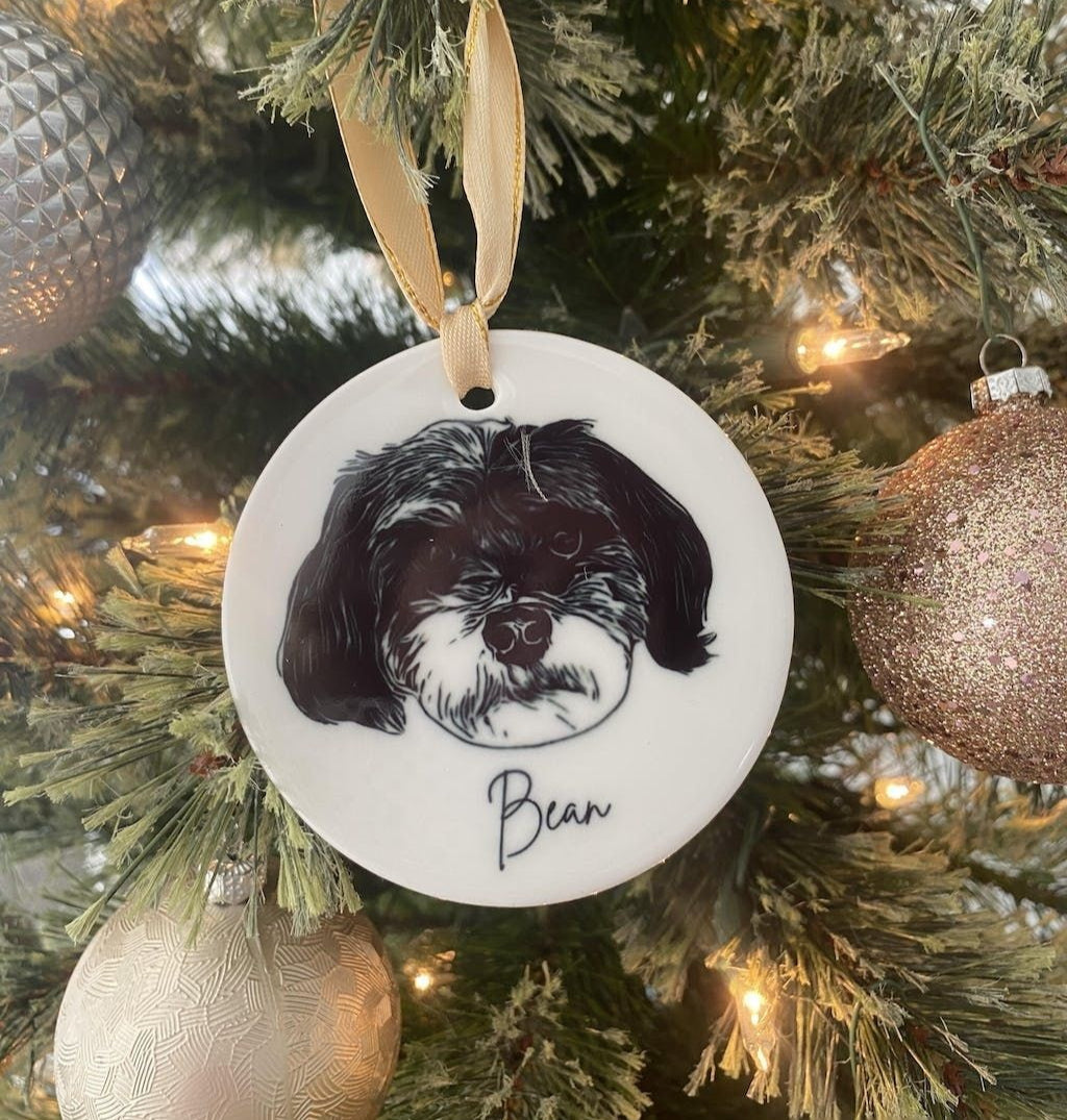 Custom Pet Portrait Christmas Ornament
